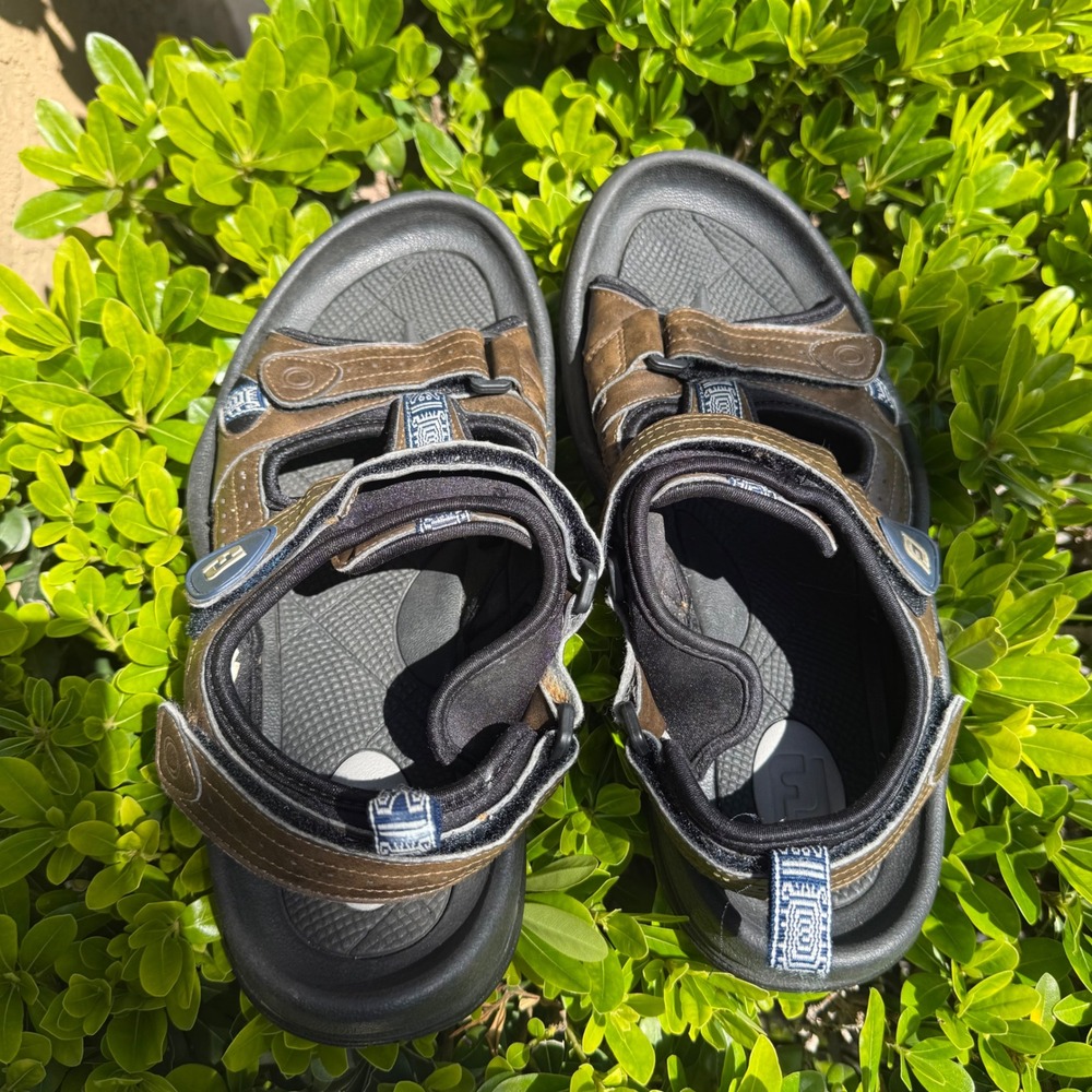 FootJoy Mens Golf Sandals Brown Adjustable Straps Size 11 M spikes